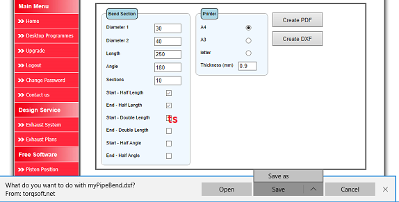 TorqSoft - Exhaust Bend Template Programme