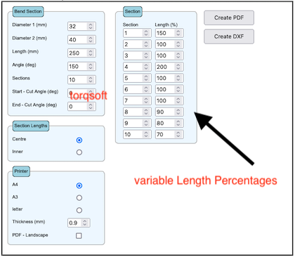 TorqSoft - Exhaust Bend Template Programme, Variable Bend